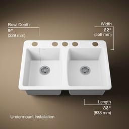 Deerfield 33'' undermount double-bowl kitchen sink - image 3