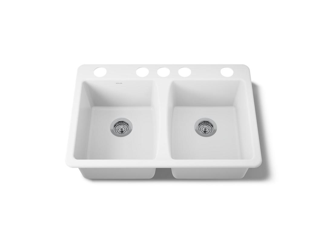 Deerfield 33'' undermount double-bowl kitchen sink by Kohler