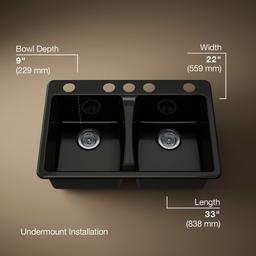 Deerfield 33'' undermount double-bowl kitchen sink - image 3