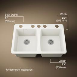 Deerfield 33'' undermount double-bowl kitchen sink - image 3