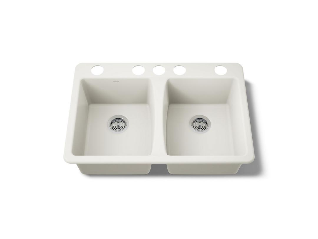 Deerfield 33'' undermount double-bowl kitchen sink by Kohler