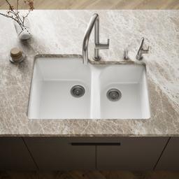 Kohler Executive ChefE 33'' undermount double-bowl kitchen sink - White - image 2