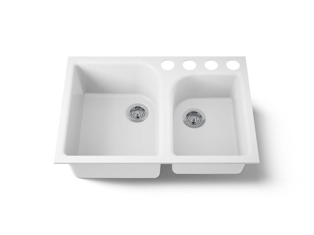 Kohler Executive ChefE 33'' undermount double-bowl kitchen sink - White by Kohler