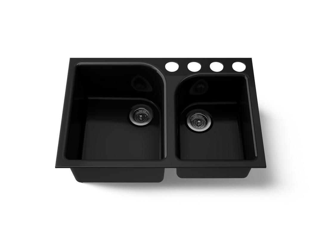 Kohler Executive ChefE 33'' undermount double-bowl kitchen sink - Black by Kohler