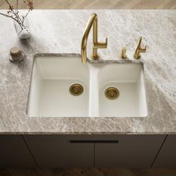 Kohler Executive ChefE 33'' undermount double-bowl kitchen sink - Biscuit - image 2