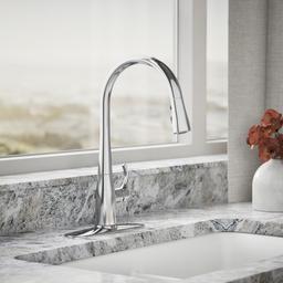 Kohler Simplice Pull-down kitchen sink faucet with three-function sprayhead - Polished Chrome - image 2