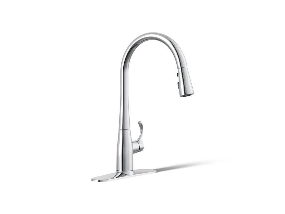 Kohler Simplice Pull-down kitchen sink faucet with three-function sprayhead - Polished Chrome by Kohler