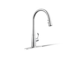 Kohler Simplice Pull-down kitchen sink faucet with three-function sprayhead - Polished Chrome - image 1