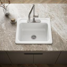 Kohler MayfieldE 25'' top-mount single-bowl kitchen sink - White - image 2