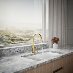 Kohler Simplice Compact pull-down kitchen sink faucet with three-function sprayhead - Vibrant Brushed Moderne Brass - image 4