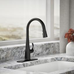 Kohler Simplice Compact pull-down kitchen sink faucet with three-function sprayhead - Matte Black - image 2