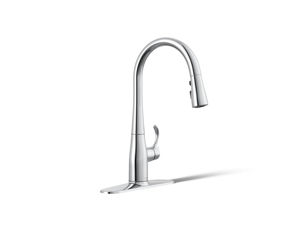Kohler Simplice Compact pull-down kitchen sink faucet with three-function sprayhead - Polished Chrome by Kohler