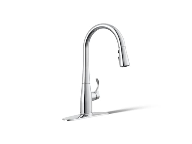 Kohler Simplice Compact pull-down kitchen sink faucet with three-function sprayhead - Polished Chrome