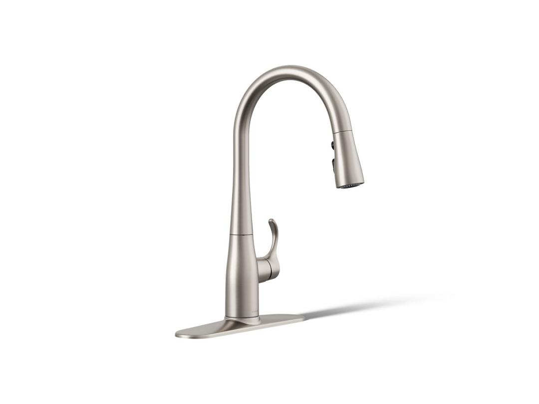Kohler Simplice Compact pull-down kitchen sink faucet with three-function sprayhead - Vibrant Stainless by Kohler