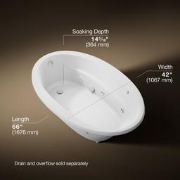 Kohler Sunward 66'' x 42'' drop-in whirlpool bath - White - image 3