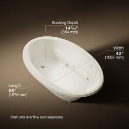 Kohler Sunward 66'' x 42'' drop-in whirlpool bath - Biscuit - image 3