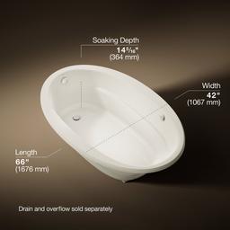 Kohler Sunward 66'' x 42'' drop-in Heated BubbleMassageE air bath - Biscuit - image 3