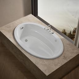 Kohler Sunward 66'' x 42'' drop-in Heated BubbleMassageE air bath with Bask heated surface - White - image 2