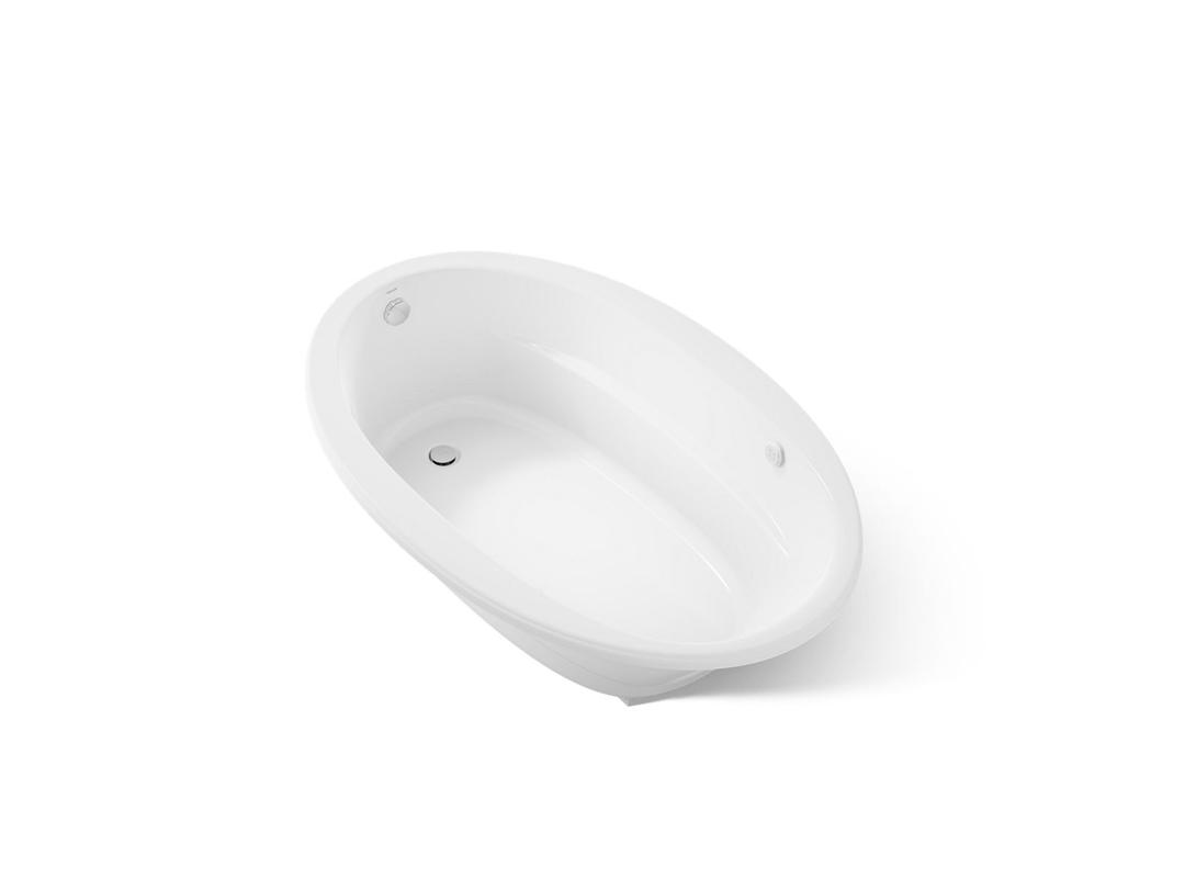 Kohler Sunward 66'' x 42'' drop-in Heated BubbleMassageE air bath with Bask heated surface - White by Kohler