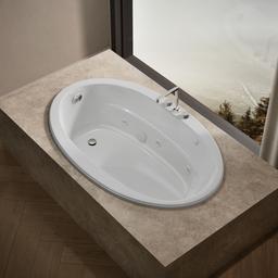 Kohler Sunward 66'' x 42'' drop-in whirlpool bath with Bask heated surface - White - image 2