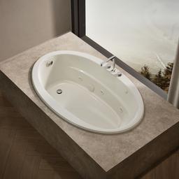 Kohler Sunward 66'' x 42'' drop-in whirlpool bath with Bask heated surface - Biscuit - image 2