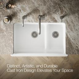 Kohler Whitehaven Hayridge Smart Divide 35-11/16'' undermount double-bowl farmhouse kitchen sink - image 4