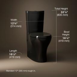 Kohler Persuade Curv Two-piece elongated toilet with skirted trapway, dual-flush - Black - image 3