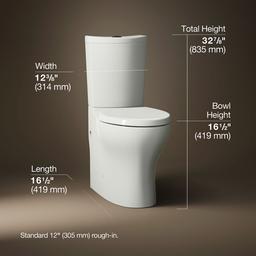 Kohler Persuade Curv Two-piece elongated toilet with skirted trapway, dual-flush - Dune - image 3