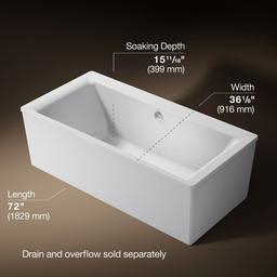Kohler Stargaze 72'' x 36'' freestanding bath with straight shroud - White - image 3