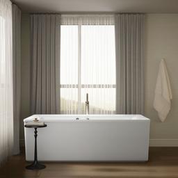 Kohler Stargaze 72'' x 36'' freestanding bath with Bask heated surface and straight shroud - White - image 4