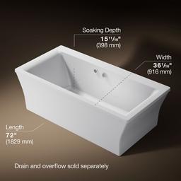 Kohler Stargaze 72'' x 36-1/4'' freestanding bath with Bask heated surface and fluted shroud - White - image 3