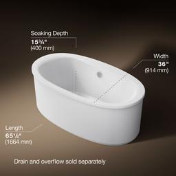 Kohler Sunstruck 65-1/2'' x 35-1/2'' freestanding bath, straight shroud - White - image 3