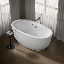 Kohler Sunstruck 65-1/2'' x 35-1/2'' oval freestanding bath with Bask heated surface and fluted shroud - White - image 2