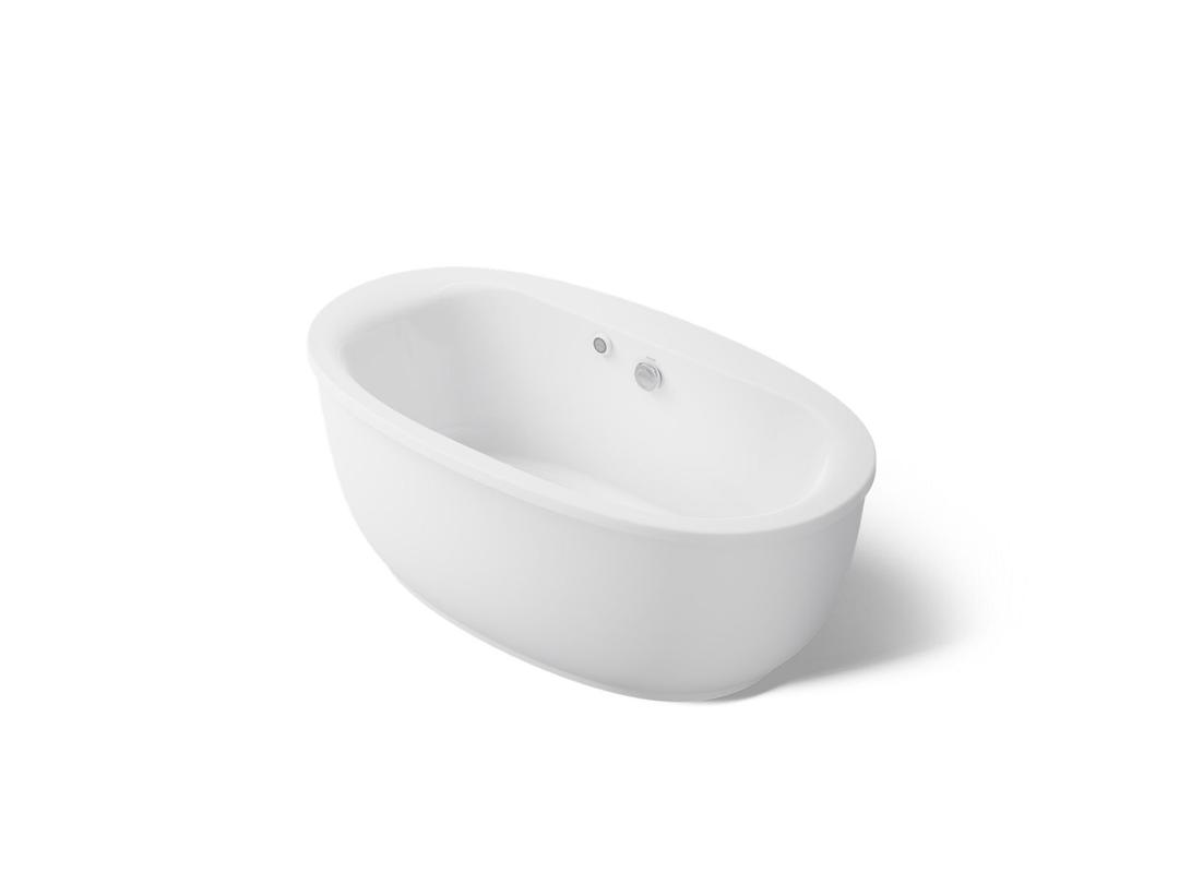 Kohler Sunstruck 65-1/2'' x 35-1/2'' oval freestanding bath with Bask heated surface and fluted shroud - White by Kohler