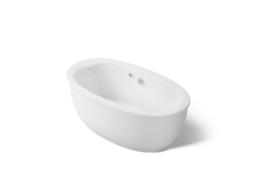 Kohler Sunstruck 65-1/2'' x 35-1/2'' oval freestanding bath with Bask heated surface and fluted shroud - White - image 1
