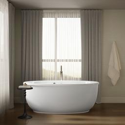 Kohler Sunstruck 65-1/2'' x 35-1/2'' oval freestanding bath with Bask heated surface and fluted shroud - White - image 4