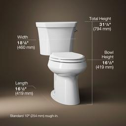 Kohler Highline Two-piece elongated toilet, dual-flush - White - image 3