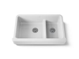 Kohler Whitehaven Smart Divide 35-1/2'' undermount double-bowl farmhouse kitchen sink with short apron - image 1