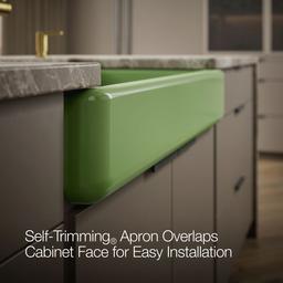 Kohler Whitehaven Smart Divide 35-1/2'' undermount double-bowl farmhouse kitchen sink with short apron - Fresh Green - image 4