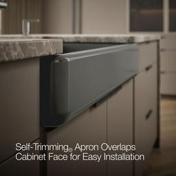 Kohler Whitehaven Smart Divide 35-1/2'' undermount double-bowl farmhouse kitchen sink with short apron - Thunder Grey - image 4