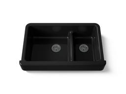Kohler Whitehaven Smart Divide 35-1/2'' undermount double-bowl farmhouse kitchen sink with short apron - Black - image 1