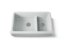 Kohler Whitehaven Smart Divide 35-1/2'' undermount double-bowl farmhouse kitchen sink with short apron - Ice Grey - image 1