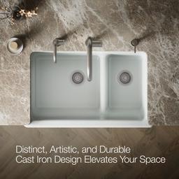 Kohler Whitehaven Smart Divide 35-1/2'' undermount double-bowl farmhouse kitchen sink with short apron - Ice Grey - image 3