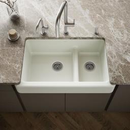 Kohler Whitehaven Smart Divide 35-1/2'' undermount double-bowl farmhouse kitchen sink with short apron - Dune - image 2