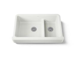 Kohler Whitehaven Smart Divide 35-1/2'' undermount double-bowl farmhouse kitchen sink with short apron - Dune - image 1