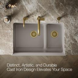 Kohler Whitehaven Smart Divide 35-1/2'' undermount double-bowl farmhouse kitchen sink with short apron - Truffle - image 4