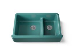 Kohler Whitehaven Smart Divide 35-3/4'' undermount double-bowl farmhouse kitchen sink - Teal - image 1