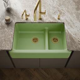 Kohler Whitehaven Smart Divide 35-3/4'' undermount double-bowl farmhouse kitchen sink - Fresh Green - image 2