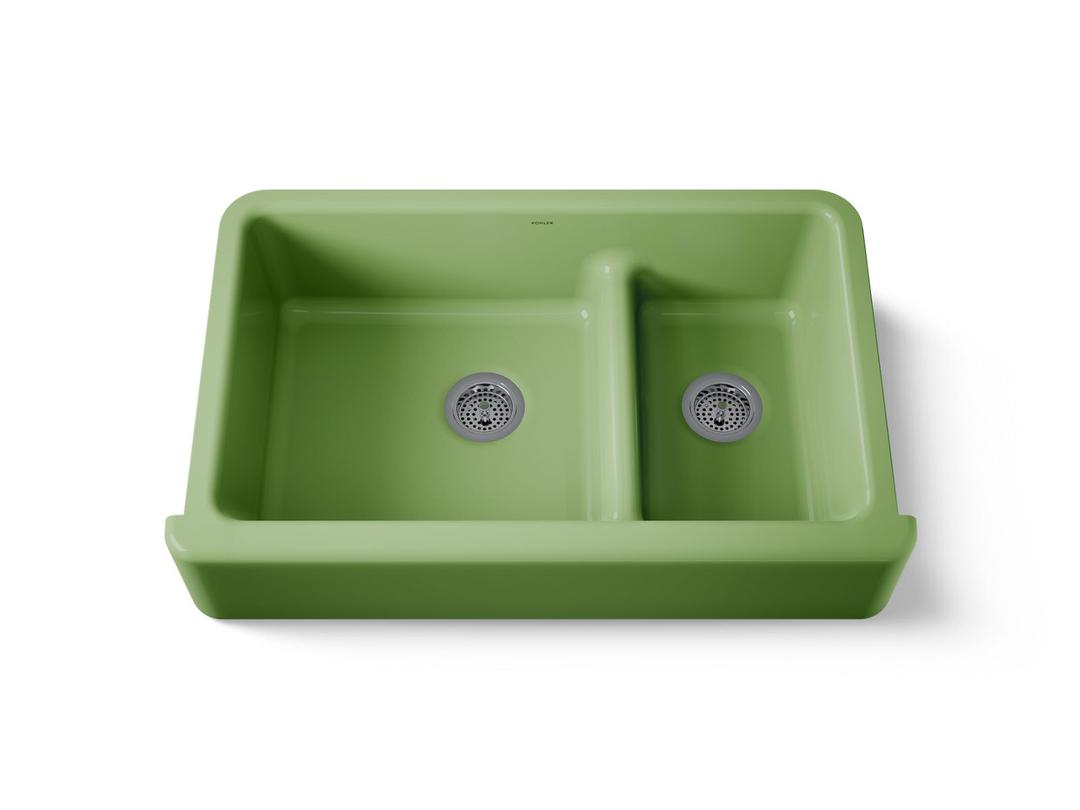 Kohler Whitehaven Smart Divide 35-3/4'' undermount double-bowl farmhouse kitchen sink - Fresh Green by Kohler