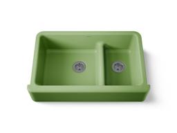 Kohler Whitehaven Smart Divide 35-3/4'' undermount double-bowl farmhouse kitchen sink - Fresh Green - image 1